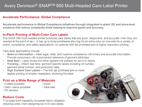MonRod Sistemas / Paxar Snap 500 /  Paxar Snap 700  / Thermal Transfer Printer / Tijuana / Snap500 / Snap700 / Avery Denninson / Impresora de Etiquetas para Ropa / 
