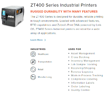 MonRod Sistemas / ZT400 Series Industrial Printers  / Thermal Transfer Printer / Tijuana /
Impresora de Transferencia Termina / Zebra Printer ZT400 / 